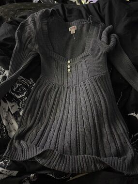 Mossimo Supply Co. Charcoal Ribbed Knit Top